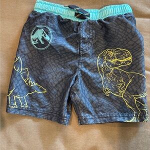 Kids Dinosaur Print Swim Trunks - Blue